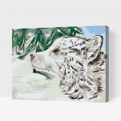 Pintura por números - Perro en la nieve