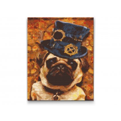 Pintura de diamante - Pug con sombrero