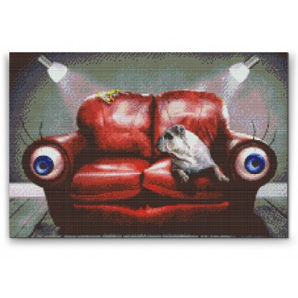 Pintura de diamante - Perro de sofá