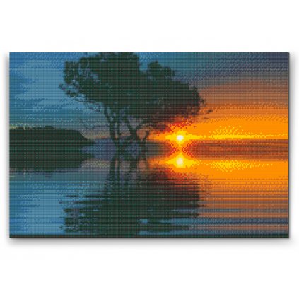 Pintura de diamante - Puesta de sol junto al lago