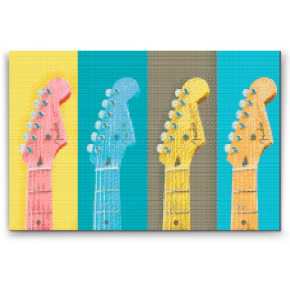 Pintura de diamante - Guitarras coloridas