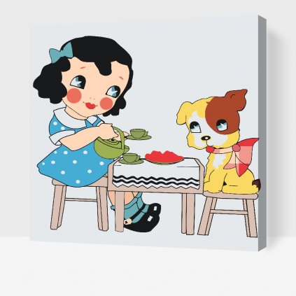 Pintura por números - Sentada con un té