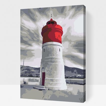 Pintura por números - Faro con techo rojo