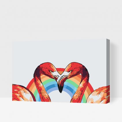 Pintura por números - Flamencos en forma de corazón