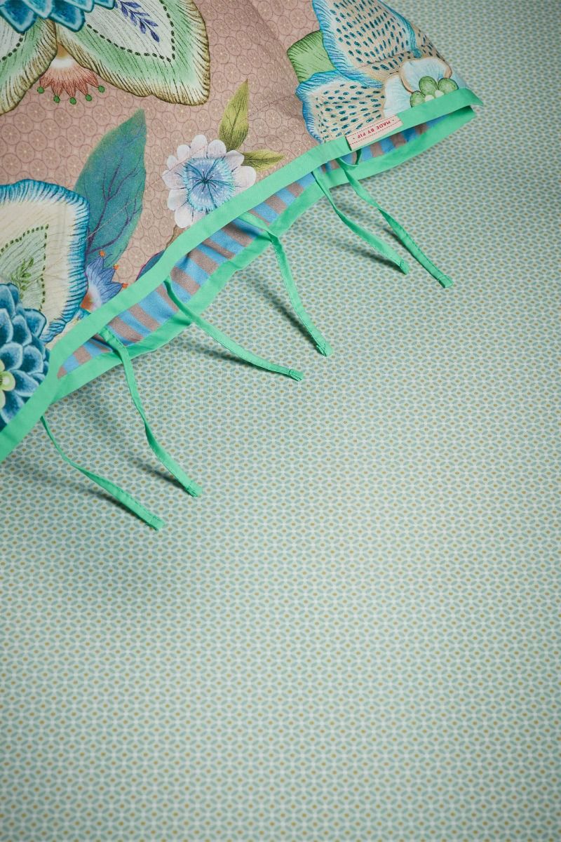 Pip Studio perkálové prostěradlo Cross Stitch 180x200 cm, světle zelené detail vzoru křižku