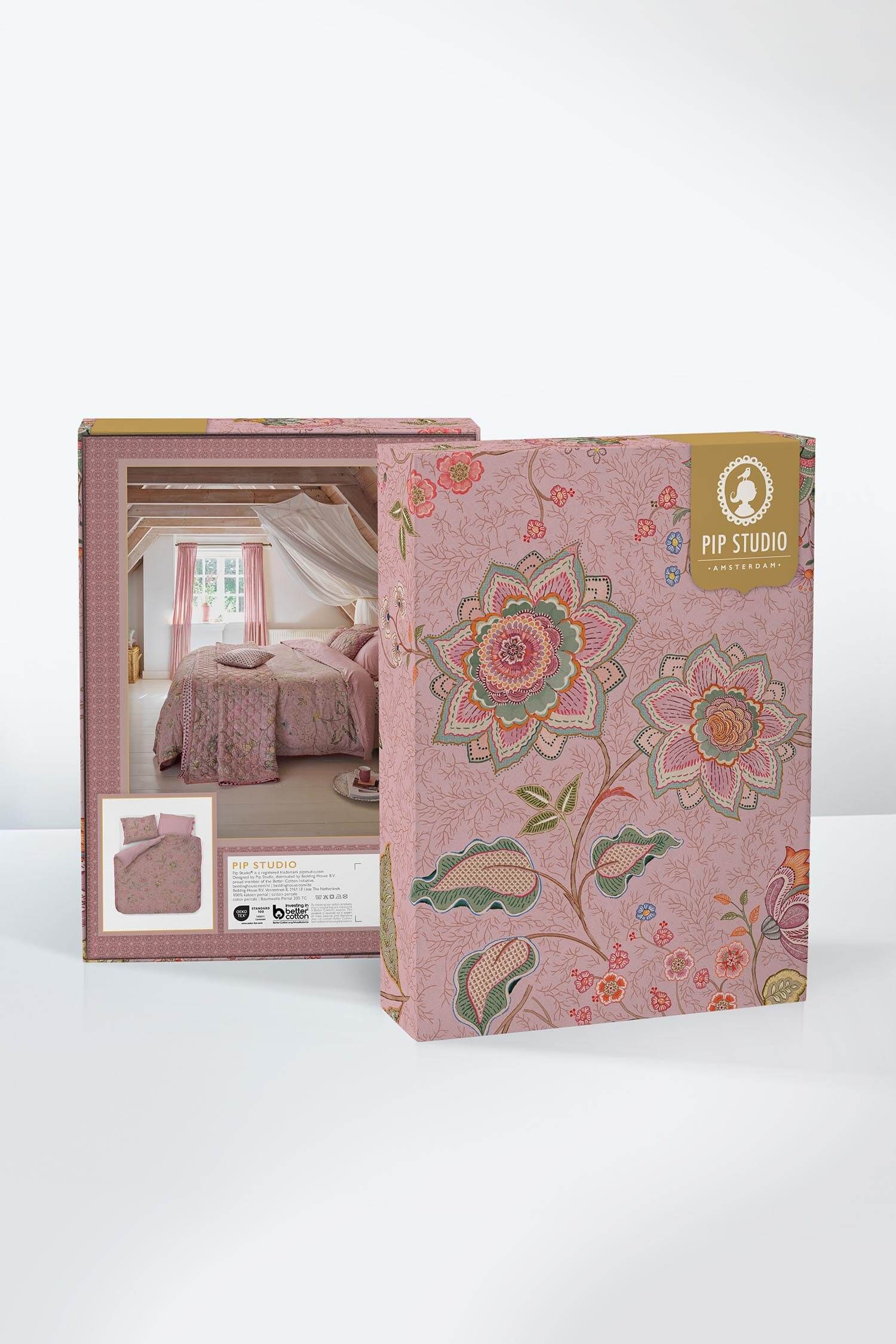 Pip Studio perkálové povlečení Mumbai Morning růžové v luxusním dárkovém boxu