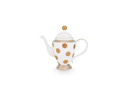 Pip Studio Dot Delight čajová konvice 1,25l, bílo-zlatá