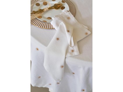 Pip Studio Embroidery Stars Gold set 2ks látkových ubrousků, bílý