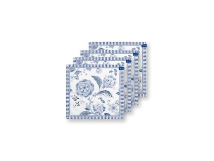 Pip Studio Royal Regal Flower Blue set 4ks látkových ubrousků, modrá