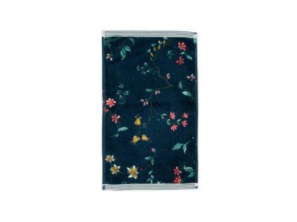 Pip Studio Les Fleurs bavlneny frote rucnik tmave modry