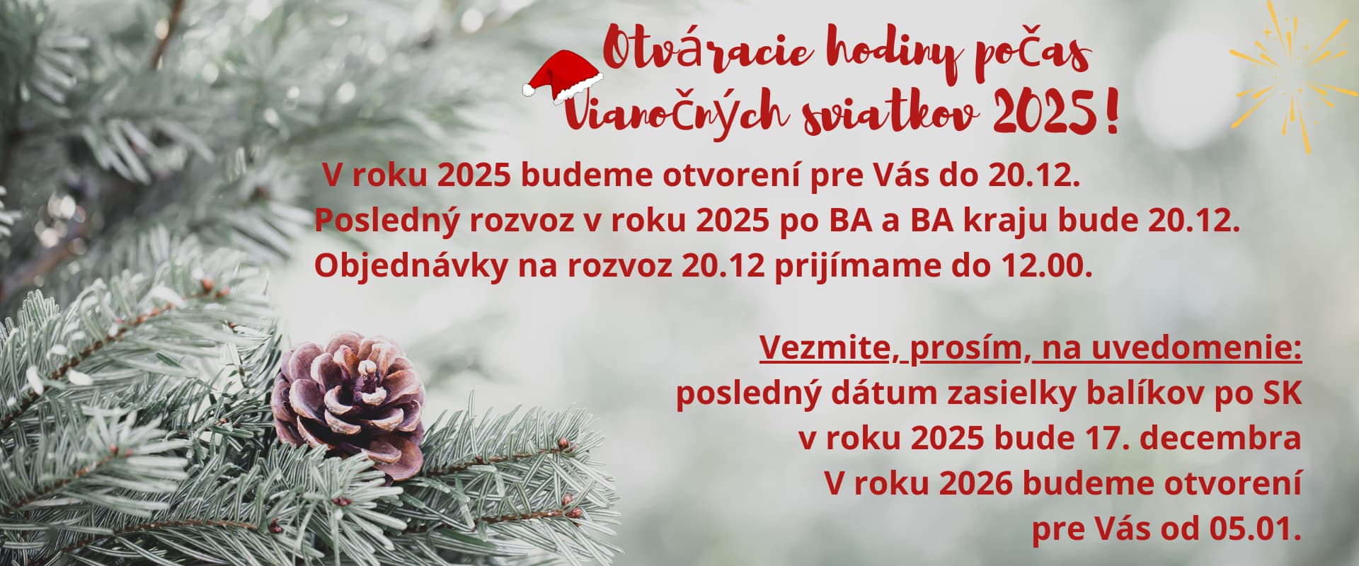 Otváracie hodiny počas Vianočných sviatkov 2025 – posledné rozvozy a termíny objednávok Piper’s Treats