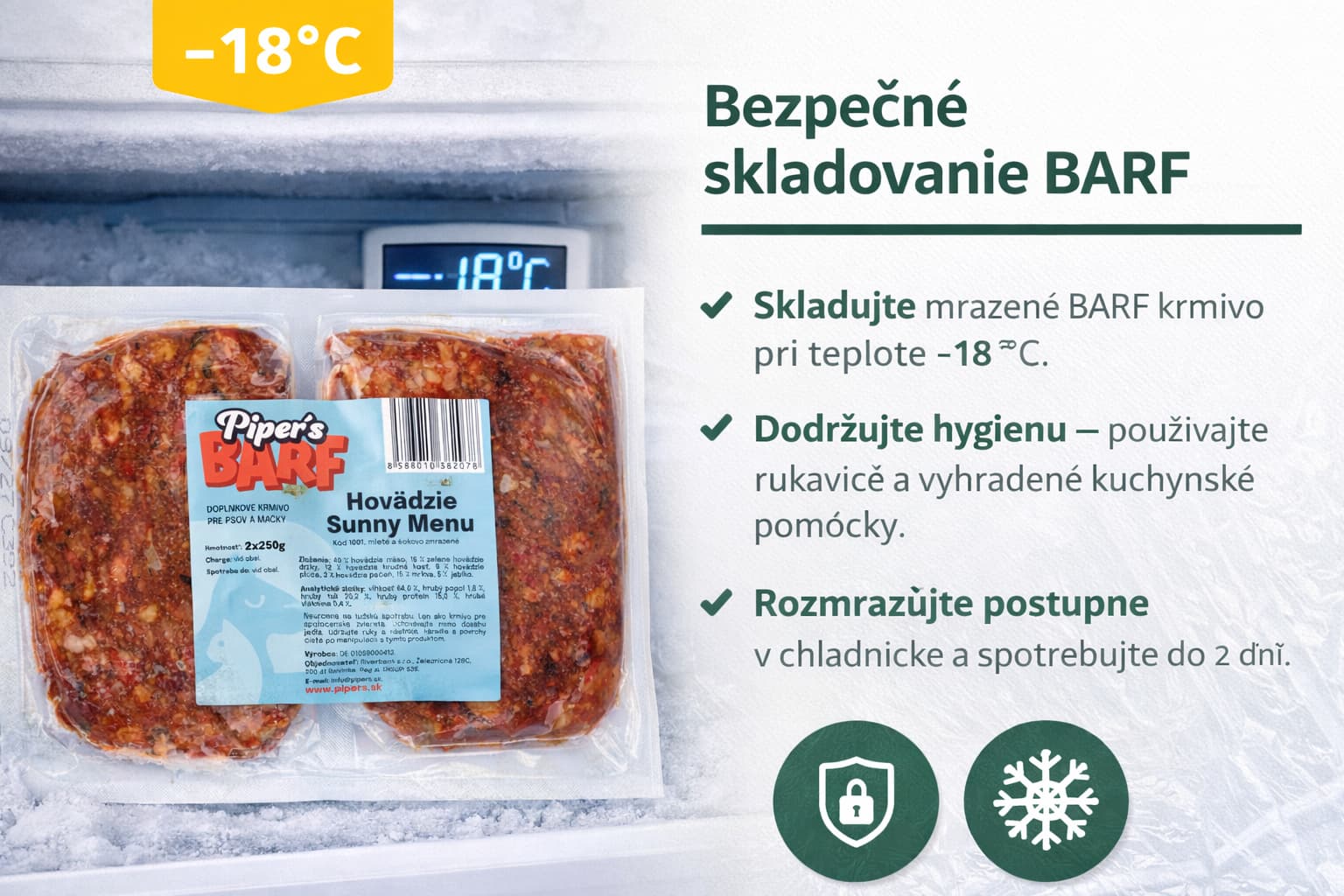 Piper’s BARF hovädzie menu – mrazené BARF krmivo pre psov a mačky