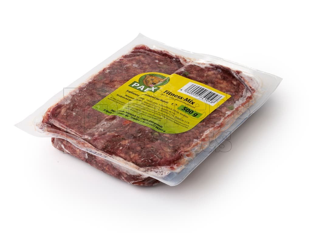PAEX Hovädzí fitness MIX – mrazená BARF zmes s hovädzími držkami, svalovinou a zeleninou pre psov