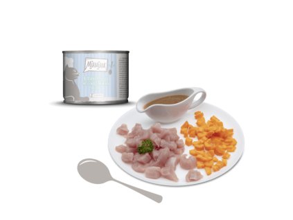 MjAMjAM konzerva – morčacie mäso a mrkva v kombinácii s lososovým olejom, chutné mokré krmivo pre mačky.