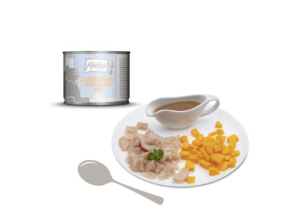 Konzerva pre mačky MjAMjAM – šťavnaté kuracie mäso s tekvicou, zdravé a bezlepkové krmivo.