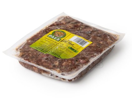 Paex hovädzie BARF menu, 500 g – mrazená mletá zmes hovädzieho mäsa, držiek, zeleniny, ovocia a byliniek pre psov a mačky