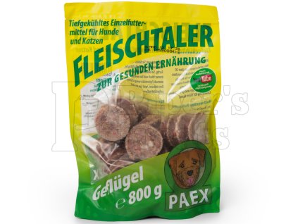 Mrazené hydinové dukáty PAEX 800 g – barf krmivo pre psov a mačky z mletých kuracích a morčacích srdiečok a žalúdkov, ideálne pre zdravé trávenie a lesklú srsť