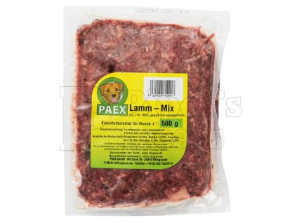 Jahňací mix PAEX pre psov 500 g – vysoko stráviteľné mäsové krmivo z jedného zdroja bielkovín, bez štítnej žľazy a umelých prísad