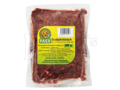 Paex morčacie mäso, 500 g – mrazené jemne mleté morčacie svalové mäso pre psov a mačky, bez prísad