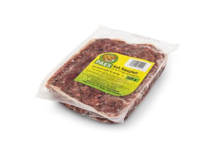 PAEX Hovädzie KOMPLET – kompletný hovädzí BARF mix z mäsa, držiek, vnútorností a chrupaviek, plnohodnotné krmivo pre psov