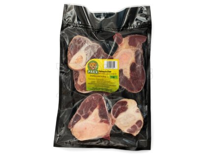 PAEX Hovädzie kosti v plátkoch 1 kg – mrazené hovädzie kosti s mäsom na žuvanie a čistenie zubov pre psov