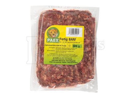 Paex hovädzie BARF menu s mrkvou a jablkom, 500 g – mrazená zmes hovädzieho mäsa, držiek, kostí, pľúc, pečene, mrkvy a jabĺk