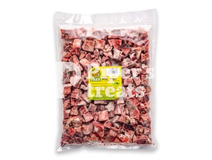 Paex kocky z diviny, 1 kg – mrazené kúsky čistého mäsa zo zveriny pre psov, praktické kocky na dávkovanie