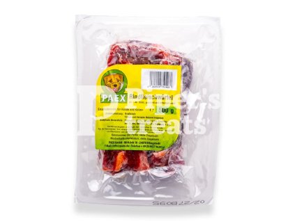 PAEX hovädzie kúsky pre psov a mačky – mrazené hovädzie mäso so šľachami a chrupavkami, prírodná mäsová zložka BARF misky