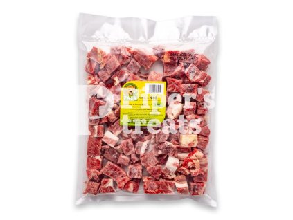 Hovädzie kocky PAEX – čisté mrazené hovädzie mäso pre psov a mačky, vhodné do BARF výživy, jednoduché dávkovanie