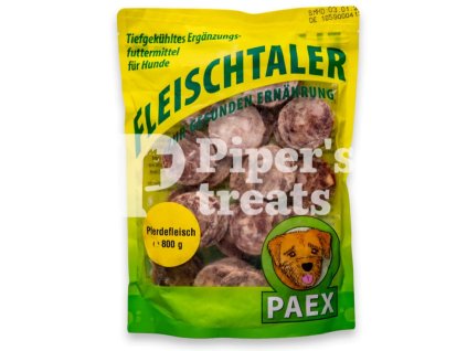 Paex konská svalovina v dukátoch, 800 g – mrazené plátky čistého konského mäsa pre psov, bez prísad