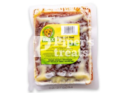 Paex Sous Vide z hovädzieho mäsa, 500 g – tepelne upravené hovädzie mäso pre psov, vhodné aj pre citlivé trávenie
