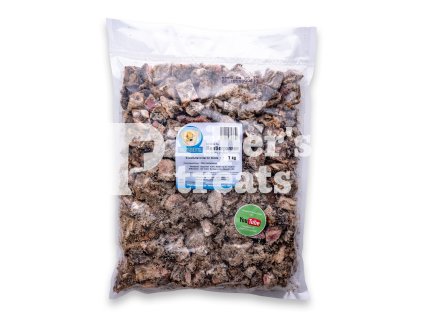 Mrazené kocky zo sobích držiek PAEX – 1 kg balenie 100 % prírodných kúskov pre psov, ideálne ako doplnok k BARF výžive na podporu trávenia a imunity
