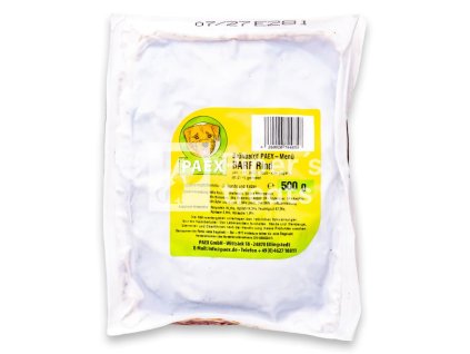 Mrazené Sous-vide hovädzie menu PAEX 500 g – krmivo pre psov a mačky zo 100 % hovädzích surovín, mrkvy, ovocia, byliniek a ľanového oleja