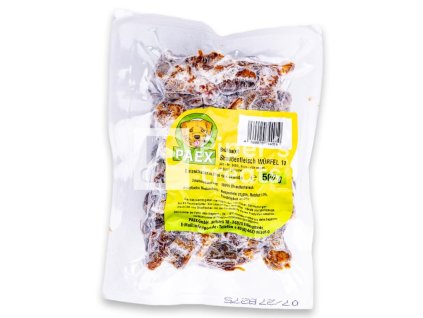 PAEX Pštrosie mäso Sous Vide v kockách 500 g – mrazené BARF krmivo pre psov a mačky.