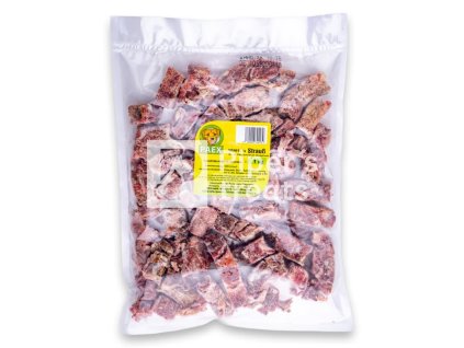 PAEX pštrosie BARF mäso pre psov a mačky – mrazené kúsky BARF krmiva v sáčku 1 kg.