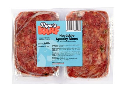 Piper’s BARF – Hovädzie Spooky Menu 2×250 g – hovädzie BARF krmivo s tekvicou Hokkaido
