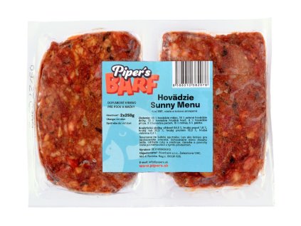 Piper’s BARF – Hovädzie Sunny Menu 2×250 g, mleté hovädzie BARF krmivo pre psov bez obilnín