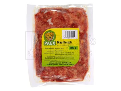 PAEX – Mrazené Hovädzie líčka, BARF krmivo pre psy a mačky. Balenie 500 g s hrubým proteínom 13,9% a hrubým tukom 16,9%