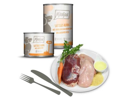 Mjamjam - Kuracie a kačacie mäso s mrkvou a prosom