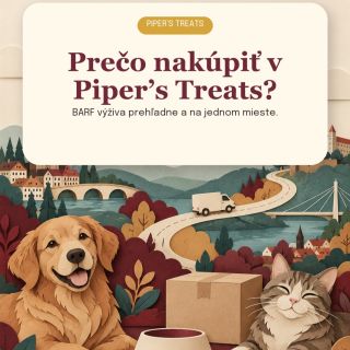 Piper’s Treats prináša na jedno miesto prehľadný výber BARF produktov pre psy a mačky. Nájdete u nás vlastnú líniu Piper’s...