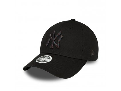 new york yankees womens metallic logo black 9forty adjustable cap 60435260 left