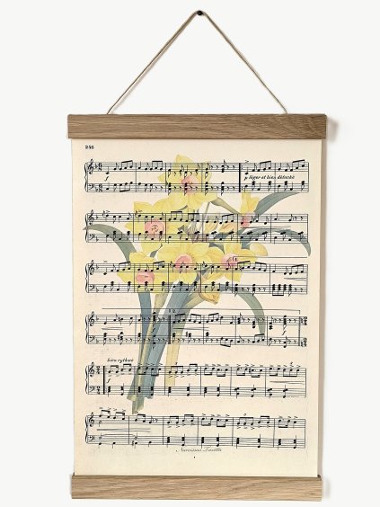 Tisk na starém notovém papíře NARCISY