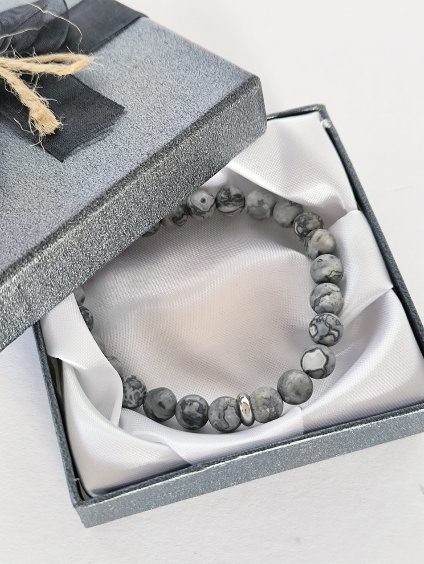 Pánský náramek - šedý jaspis