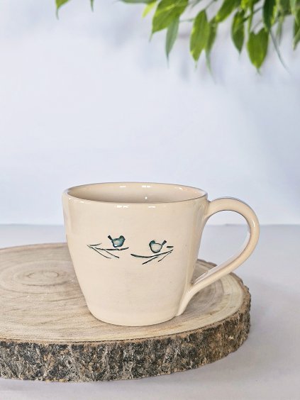 Keramický hrnek se zelenými ptáčky Ptačí siesta