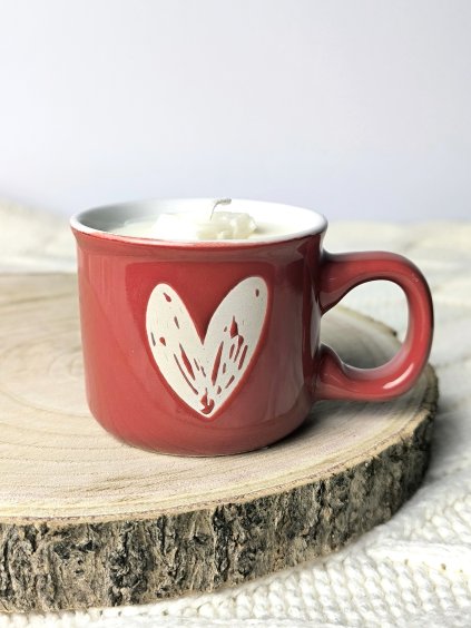 Svíčka v hrníčku Red heart