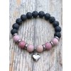 Náramek z lávy a rodonitu HEART