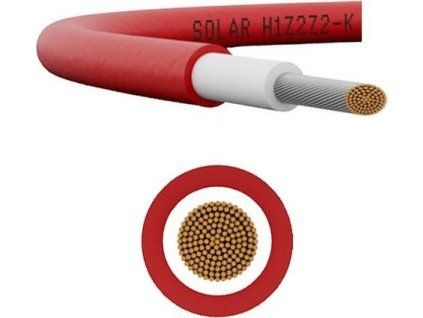 Kabel solarny 6mm, 1m, czerwony