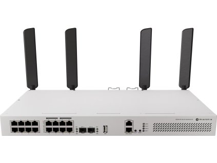 MikroTik Switch/Router CRS418-8P-8G-2S+RM, 5 + 2,4 GHz Wi-Fi 6 4x4 MIMO, 8x GbE, 8x GbE PoE+ (150 W), 2x SFP+, USB 3, L5