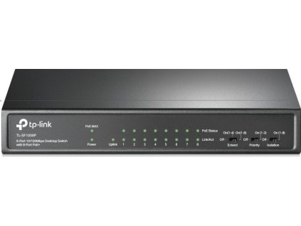 TP-Link TL-SF1009P 8x10/100 POE+ 65W,1x10/100 RJ45 nonPOE,desktop CCTV switch,kov.tělo