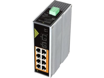 Conexpro GNT-IG1210FP-DC, Průmyslový PoE switch na DIN lištu, 8x LAN, 8x PoE, 2x SFP